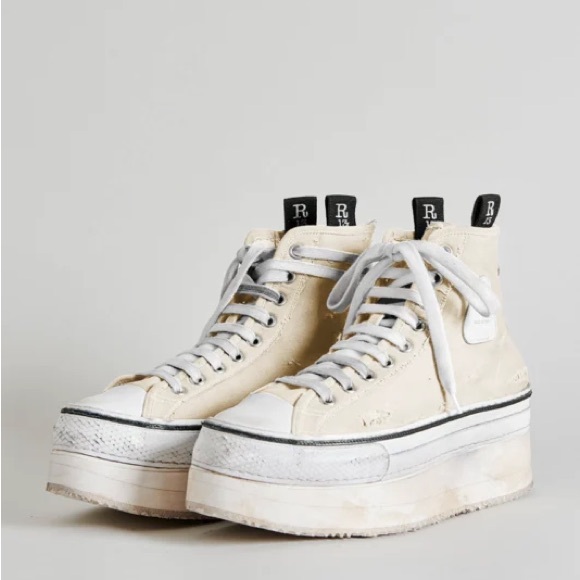 R13 COURTNEY PLATFORM HIGH TOP SNEAKER - ECRU. Size 8 - Picture 1 of 13